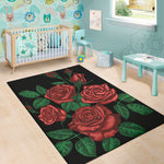 Red Roses Tattoo Print Area Rug