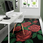 Red Roses Tattoo Print Area Rug