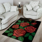 Red Roses Tattoo Print Area Rug