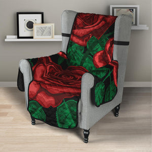 Red Roses Tattoo Print Armchair Protector