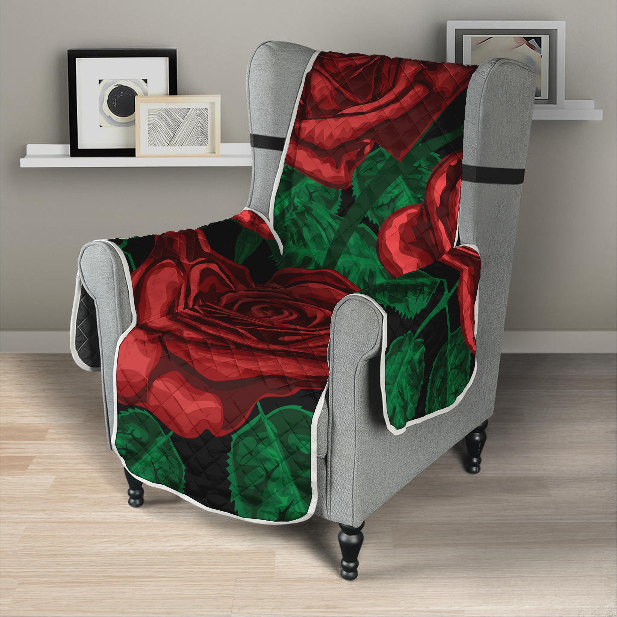 Red Roses Tattoo Print Armchair Protector