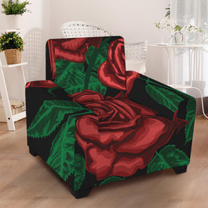 Red Roses Tattoo Print Armchair Slipcover