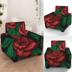 Red Roses Tattoo Print Armchair Slipcover