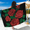 Red Roses Tattoo Print Beach Sarong Wrap