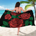 Red Roses Tattoo Print Beach Sarong Wrap