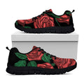 Red Roses Tattoo Print Black Running Shoes