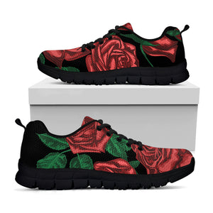 Red Roses Tattoo Print Black Sneakers