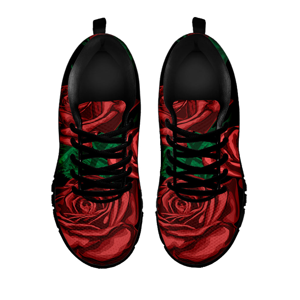 Red Roses Tattoo Print Black Sneakers