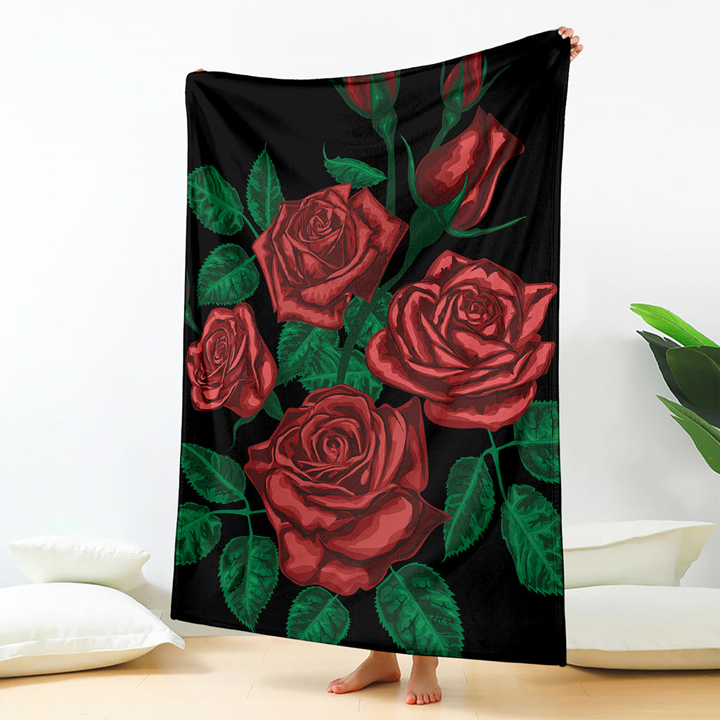 Red Roses Tattoo Print Blanket