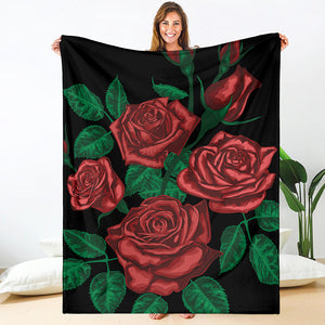Red Roses Tattoo Print Blanket