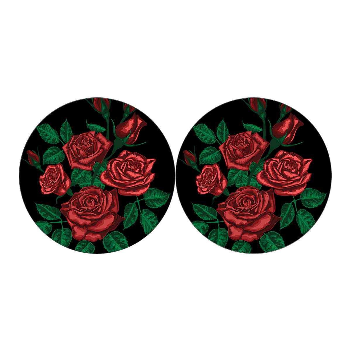 Red Roses Tattoo Print Car Coasters