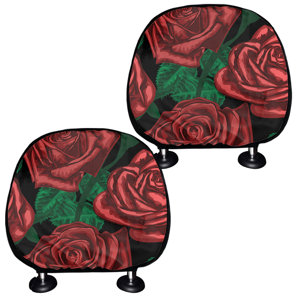 Red Roses Tattoo Print Car Headrest Covers