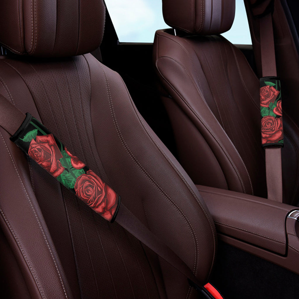 Red Roses Tattoo Print Car Seat Belt Covers