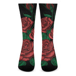 Red Roses Tattoo Print Crew Socks