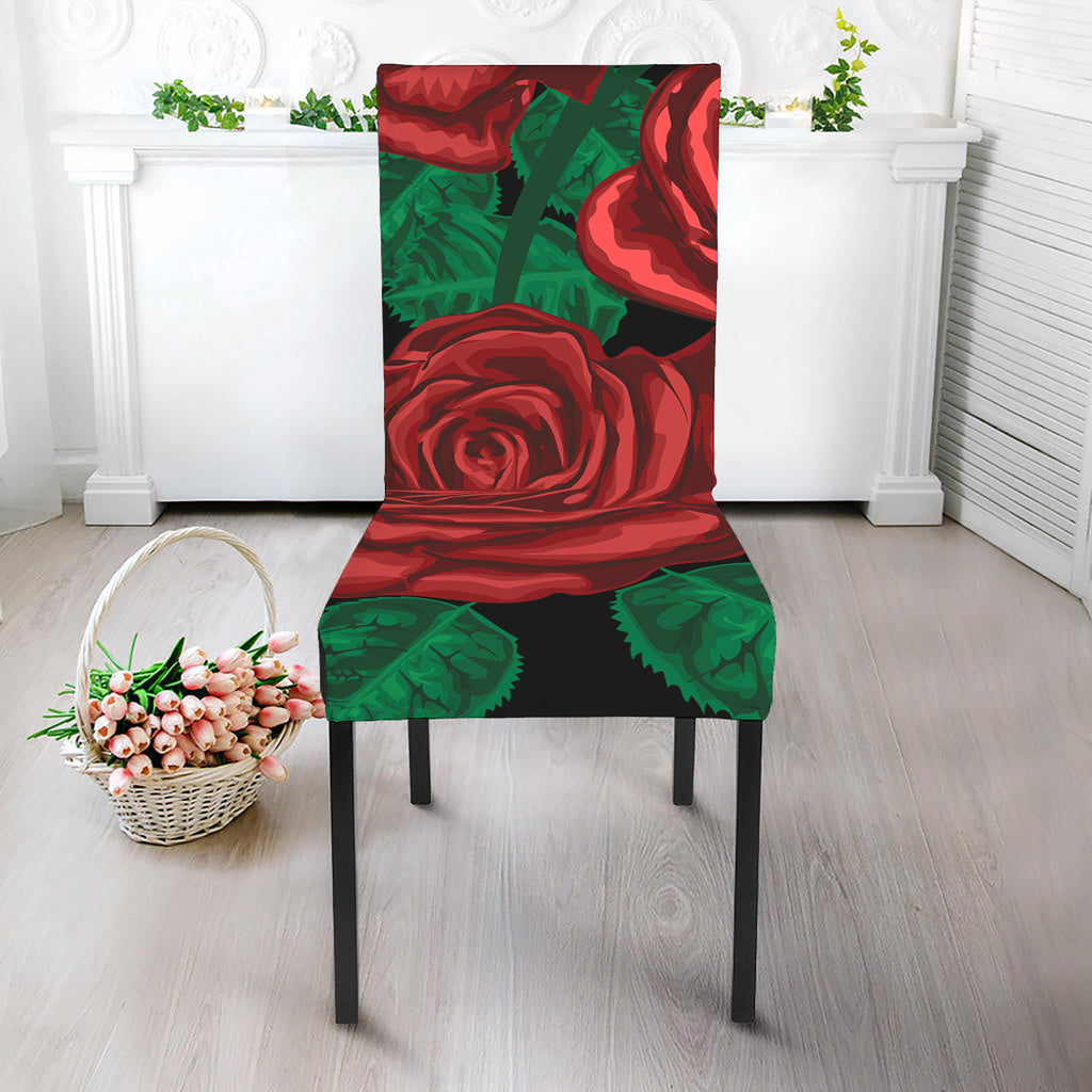 Red Roses Tattoo Print Dining Chair Slipcover