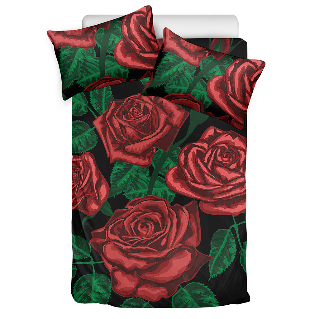 Red Roses Tattoo Print Duvet Cover Bedding Set