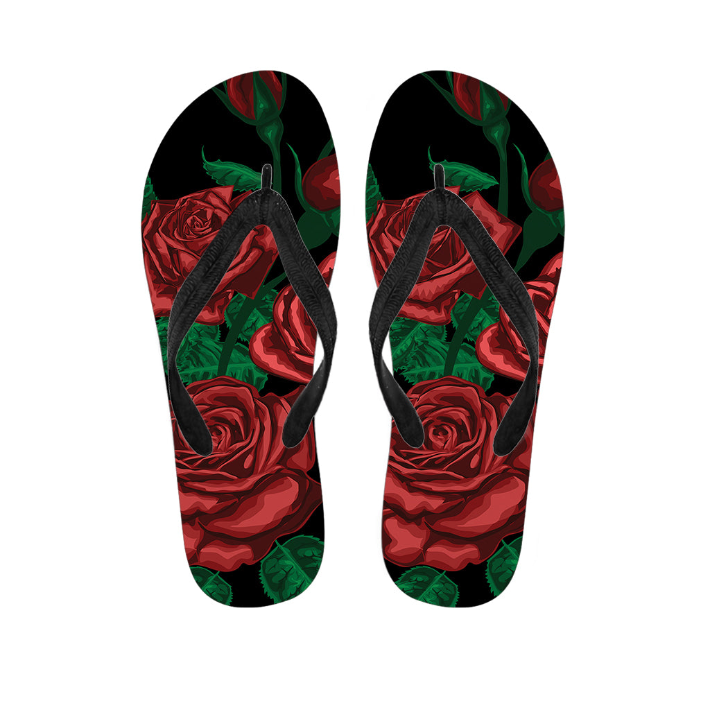 Red Roses Tattoo Print Flip Flops