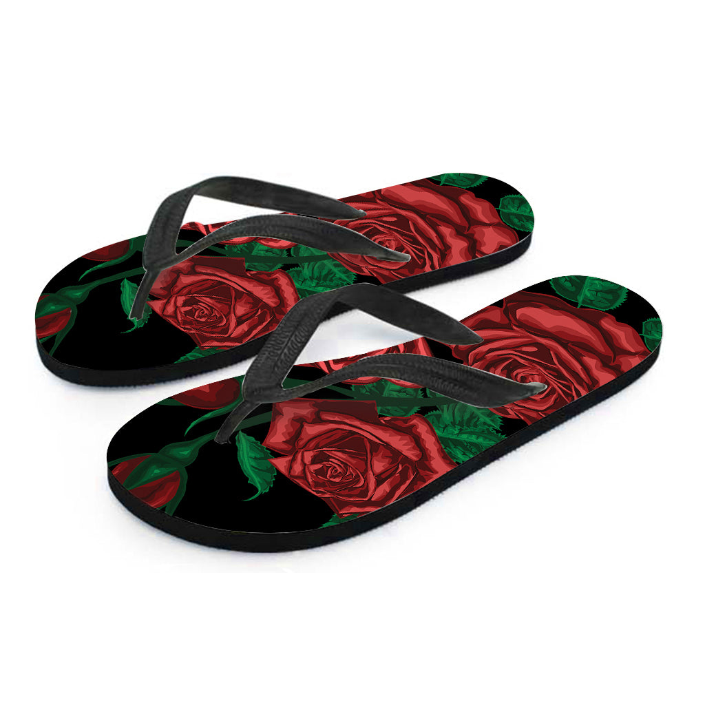 Red Roses Tattoo Print Flip Flops