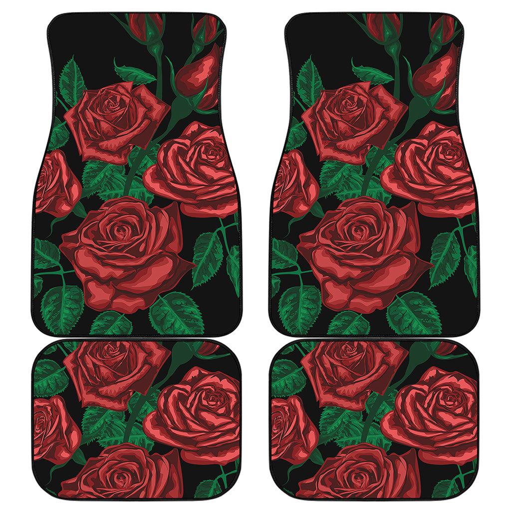 Red Roses Tattoo Print Front and Back Car Floor Mats