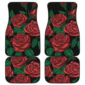 Red Roses Tattoo Print Front and Back Car Floor Mats