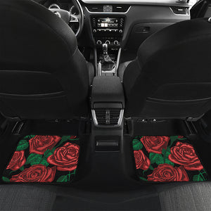 Red Roses Tattoo Print Front and Back Car Floor Mats