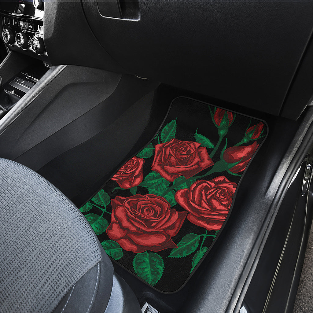 Red Roses Tattoo Print Front and Back Car Floor Mats