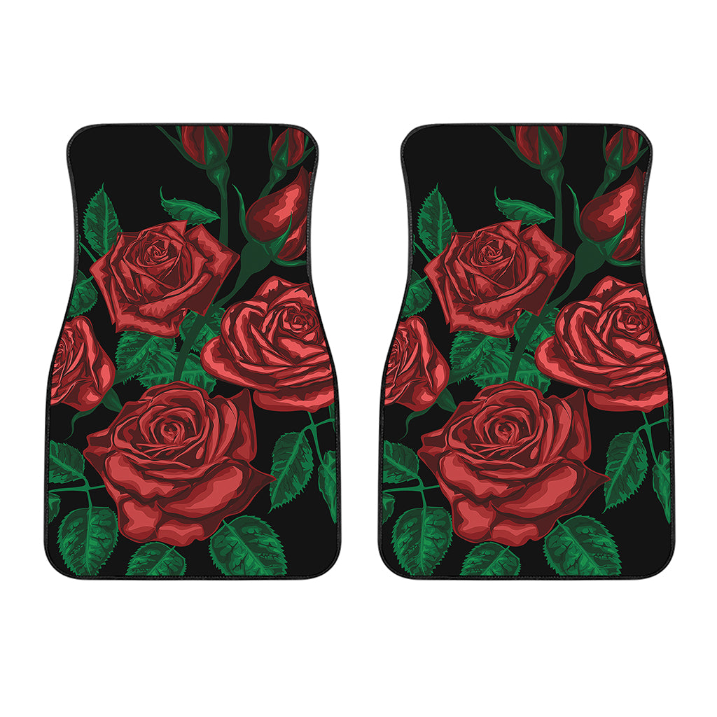 Red Roses Tattoo Print Front Car Floor Mats