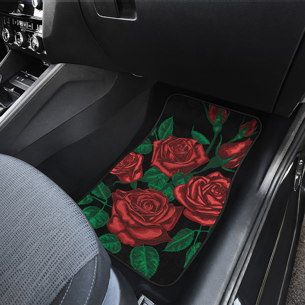 Red Roses Tattoo Print Front Car Floor Mats