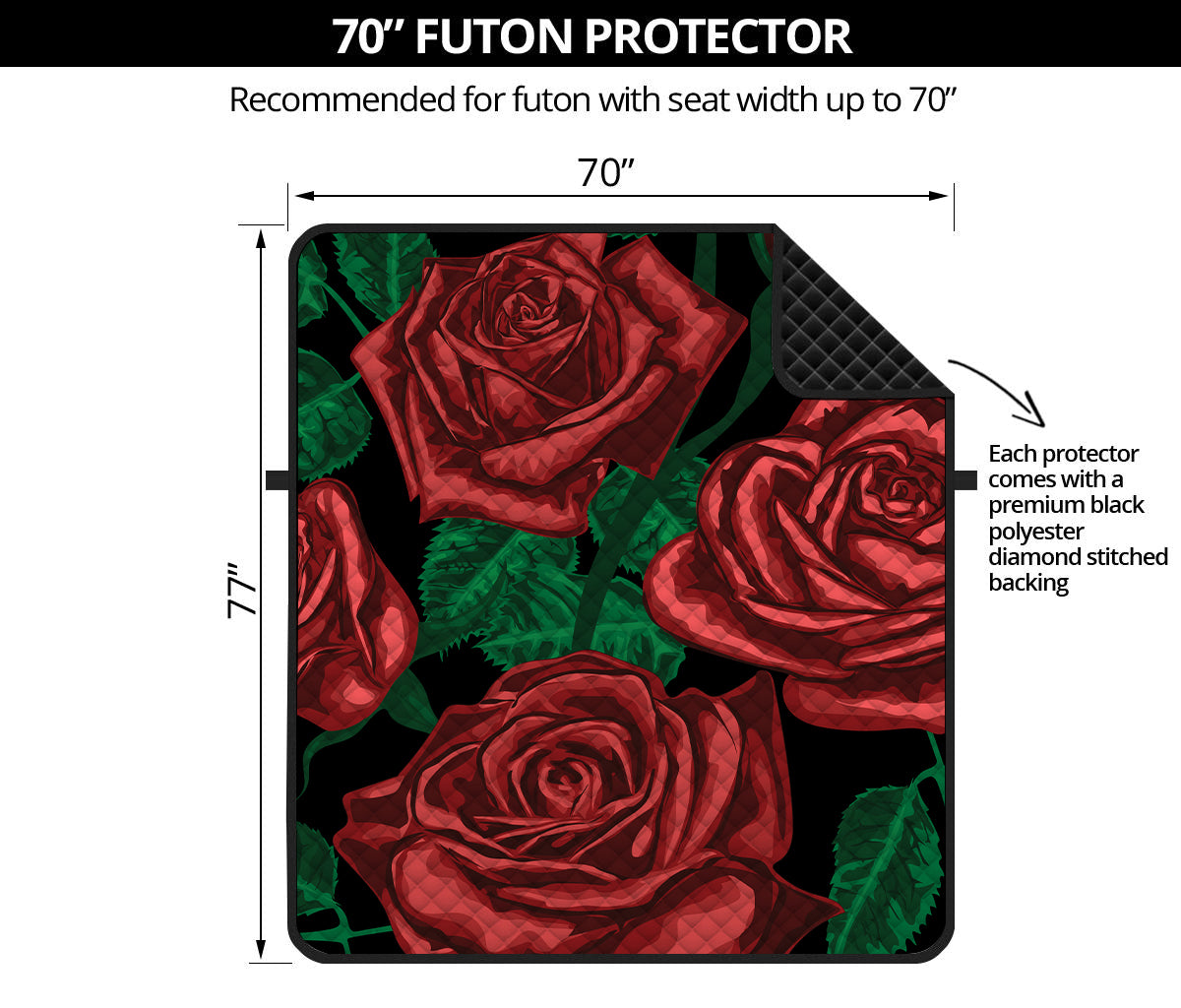 Red Roses Tattoo Print Futon Protector