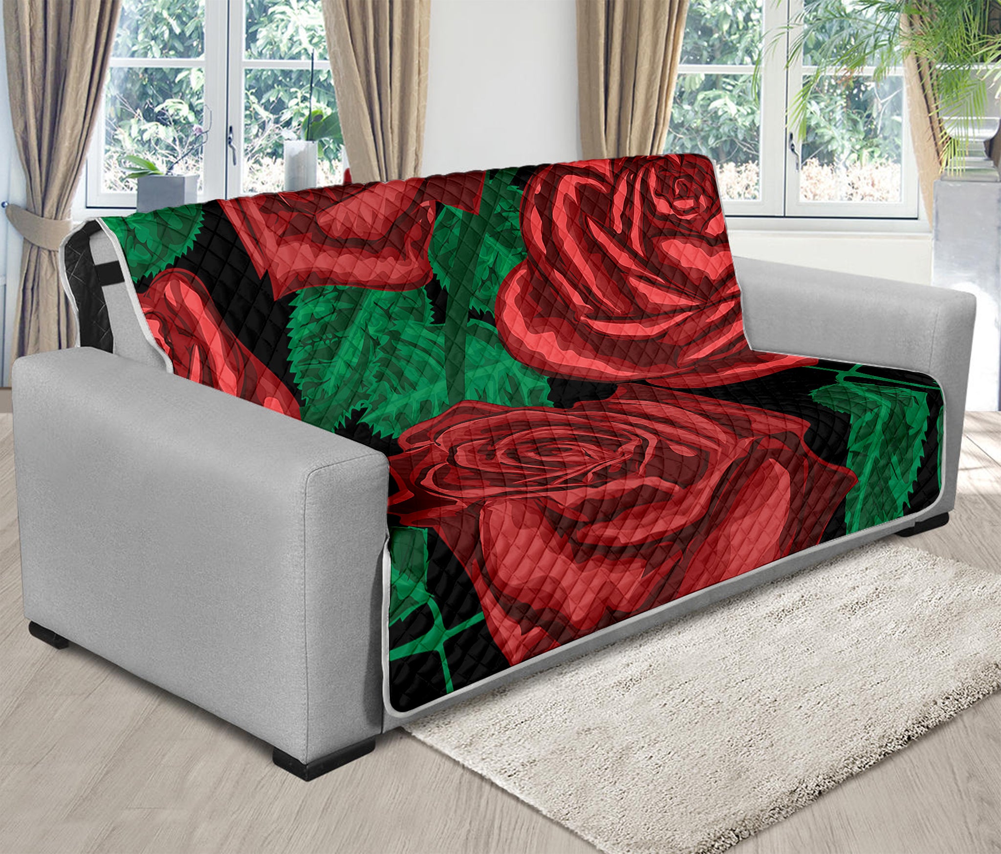 Red Roses Tattoo Print Futon Protector