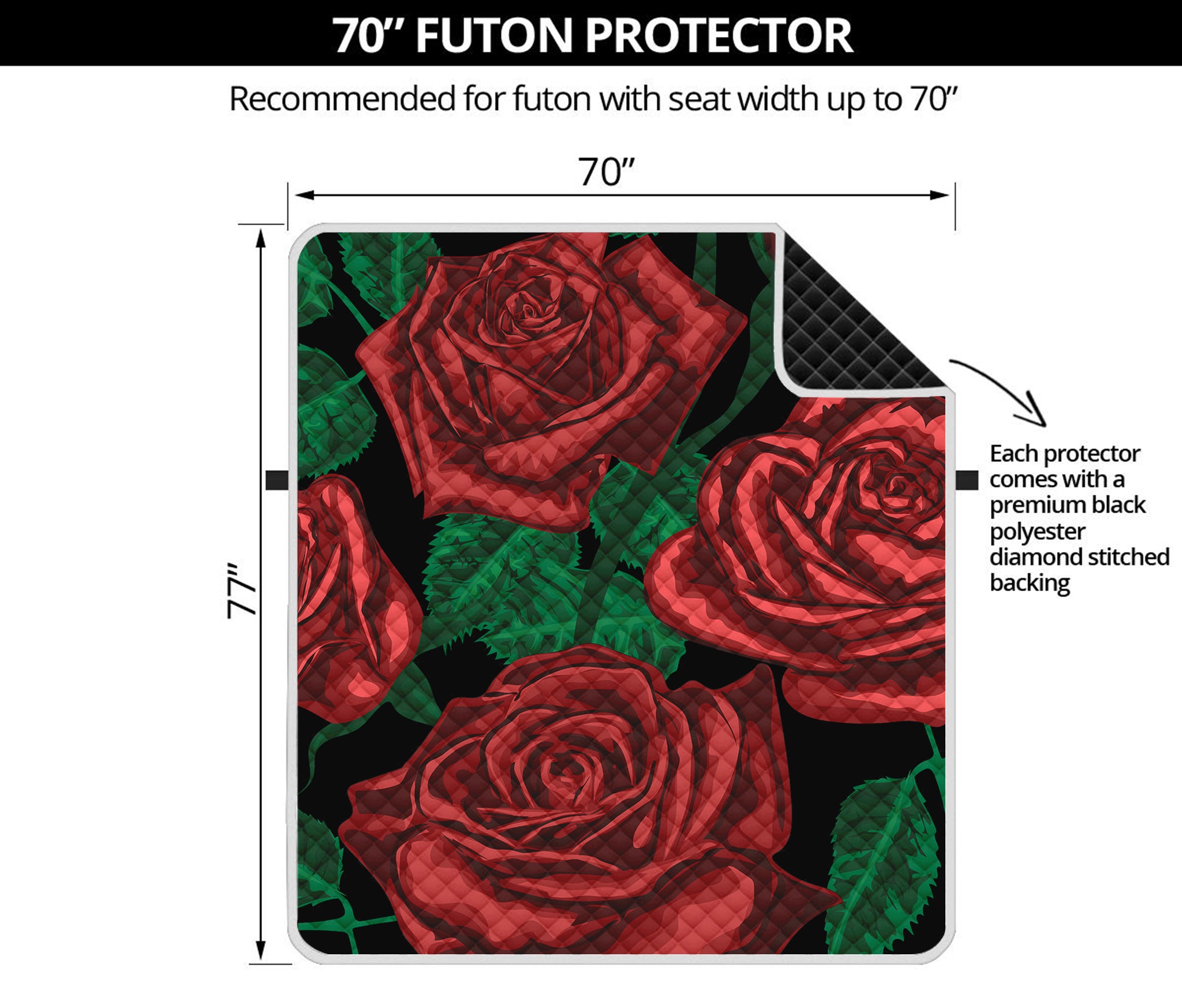 Red Roses Tattoo Print Futon Protector