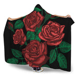 Red Roses Tattoo Print Hooded Blanket