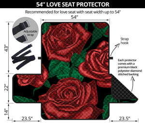 Red Roses Tattoo Print Loveseat Protector