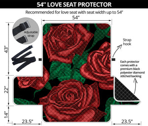 Red Roses Tattoo Print Loveseat Protector