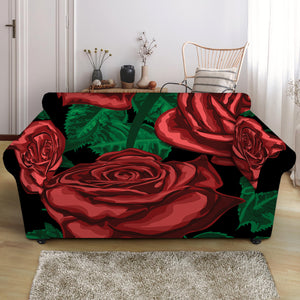 Red Roses Tattoo Print Loveseat Slipcover