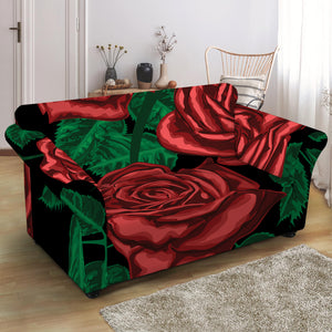 Red Roses Tattoo Print Loveseat Slipcover