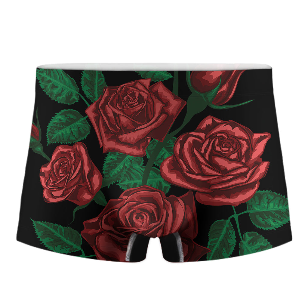 Red Roses Tattoo Print Men's Boxer Briefs