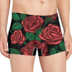 Red Roses Tattoo Print Men's Boxer Briefs