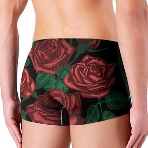 Red Roses Tattoo Print Men's Boxer Briefs