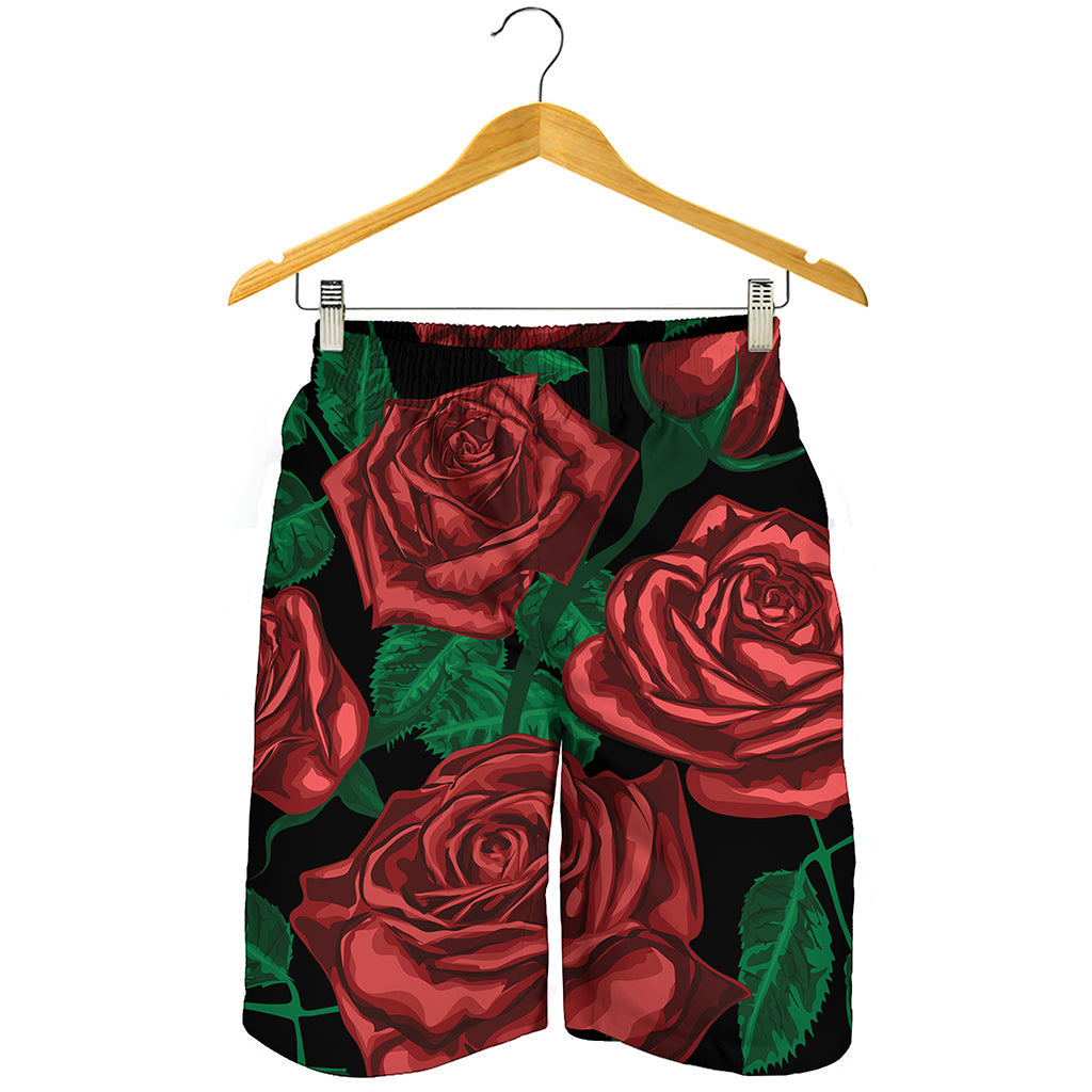 Red Roses Tattoo Print Men's Shorts