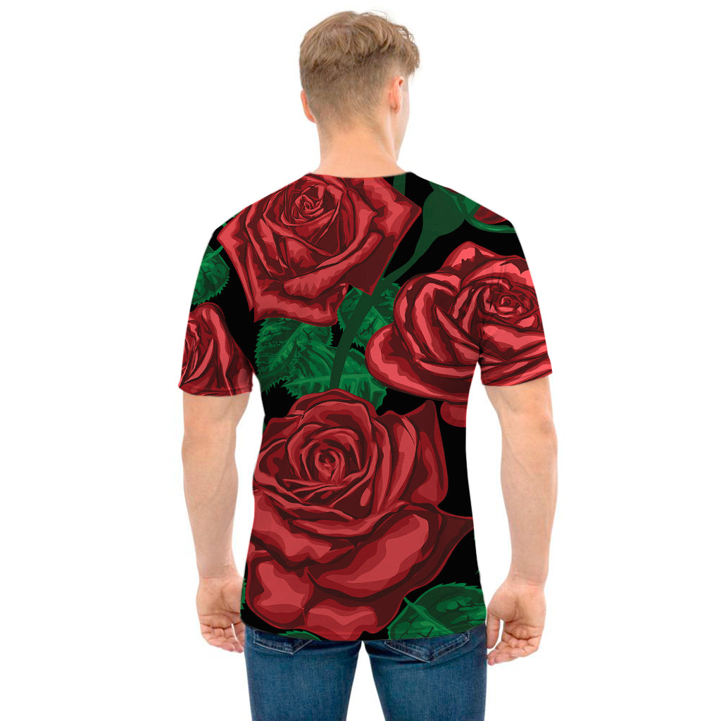 Red Roses Tattoo Print Men's T-Shirt