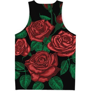 Red Roses Tattoo Print Men's Tank Top