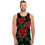 Red Roses Tattoo Print Men's Tank Top