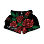 Red Roses Tattoo Print Muay Thai Boxing Shorts