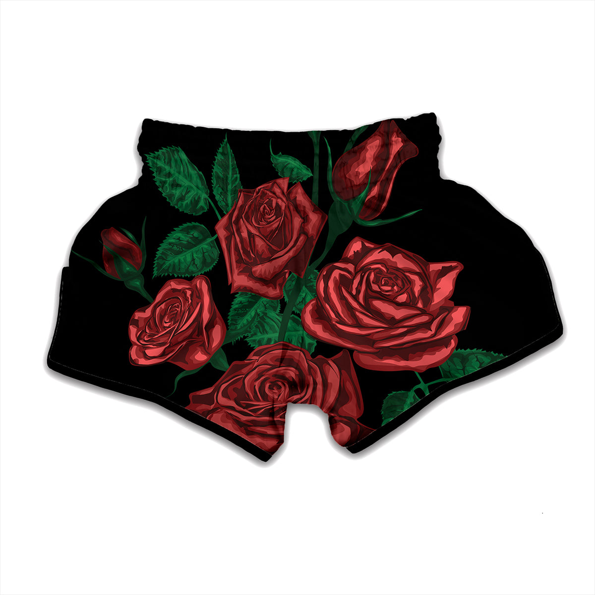 Red Roses Tattoo Print Muay Thai Boxing Shorts