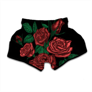 Red Roses Tattoo Print Muay Thai Boxing Shorts