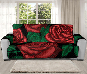 Red Roses Tattoo Print Oversized Sofa Protector