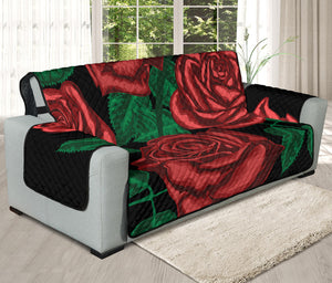 Red Roses Tattoo Print Oversized Sofa Protector