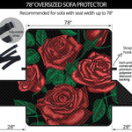 Red Roses Tattoo Print Oversized Sofa Protector