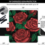 Red Roses Tattoo Print Oversized Sofa Protector